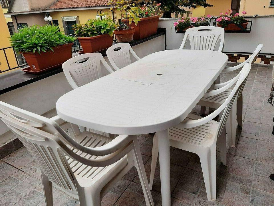 tavolo da esterno colore bianco 195x94x70 cm