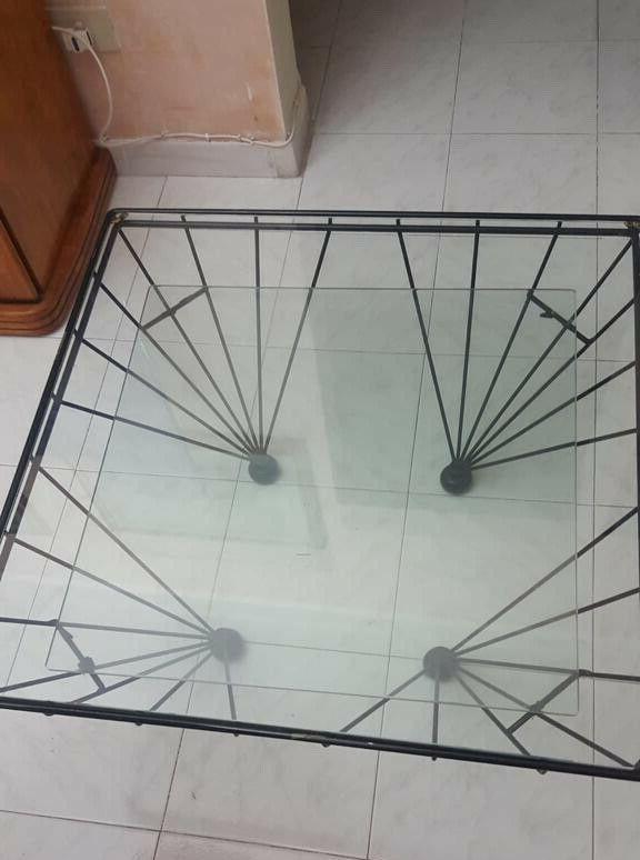 tavolo da fumo vetro e ferro battuto