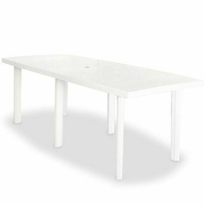 tavolo da giardino 210x96x72 cm plastica bianco
