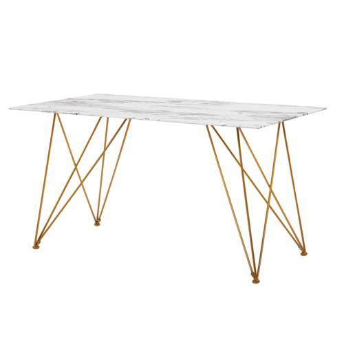 tavolo da pranzo effetto marmo e oro