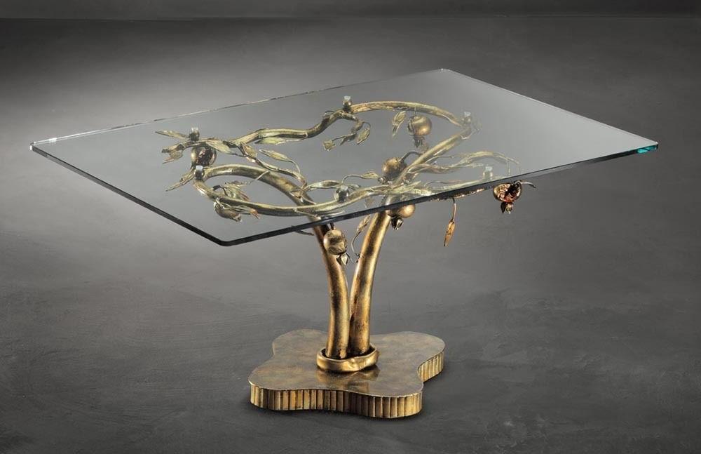 tavolo da salotto ferro battuto classico vetro