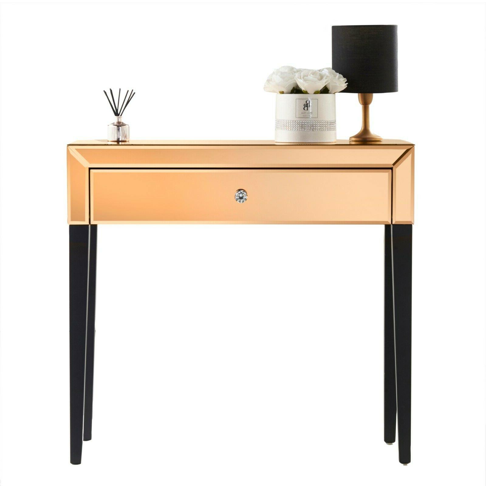 tavolo da toilette a specchio oro rosa