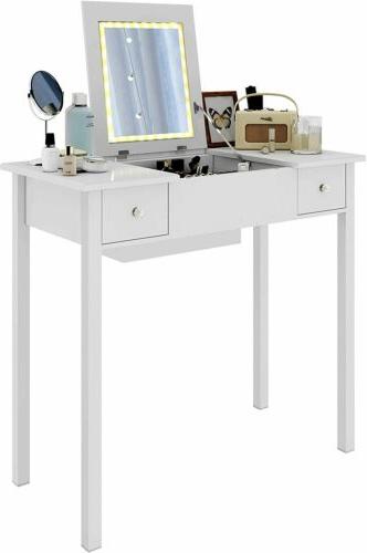 tavolo da trucco con led specchio mdf