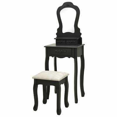 tavolo da trucco con sgabello nero 50x59x136