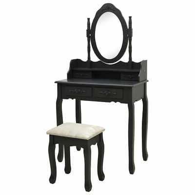 tavolo da trucco con sgabello nero 75x69x140