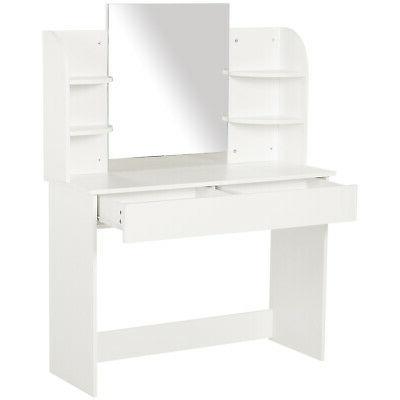 tavolo da trucco in legno bianco con