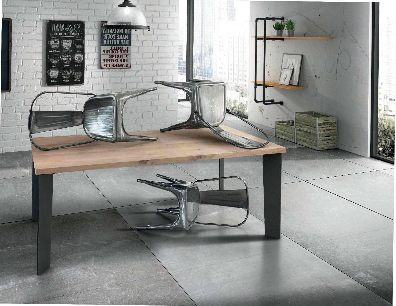 tavolo design industriale rovere 4 cm scelta