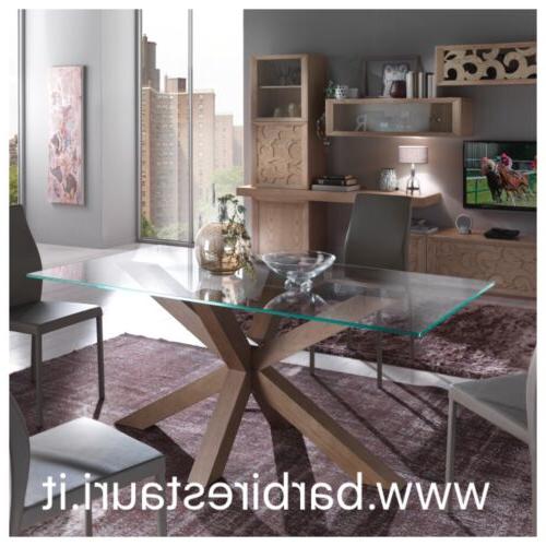 tavolo design moderno rovere cristallo contemporaneo sottoco