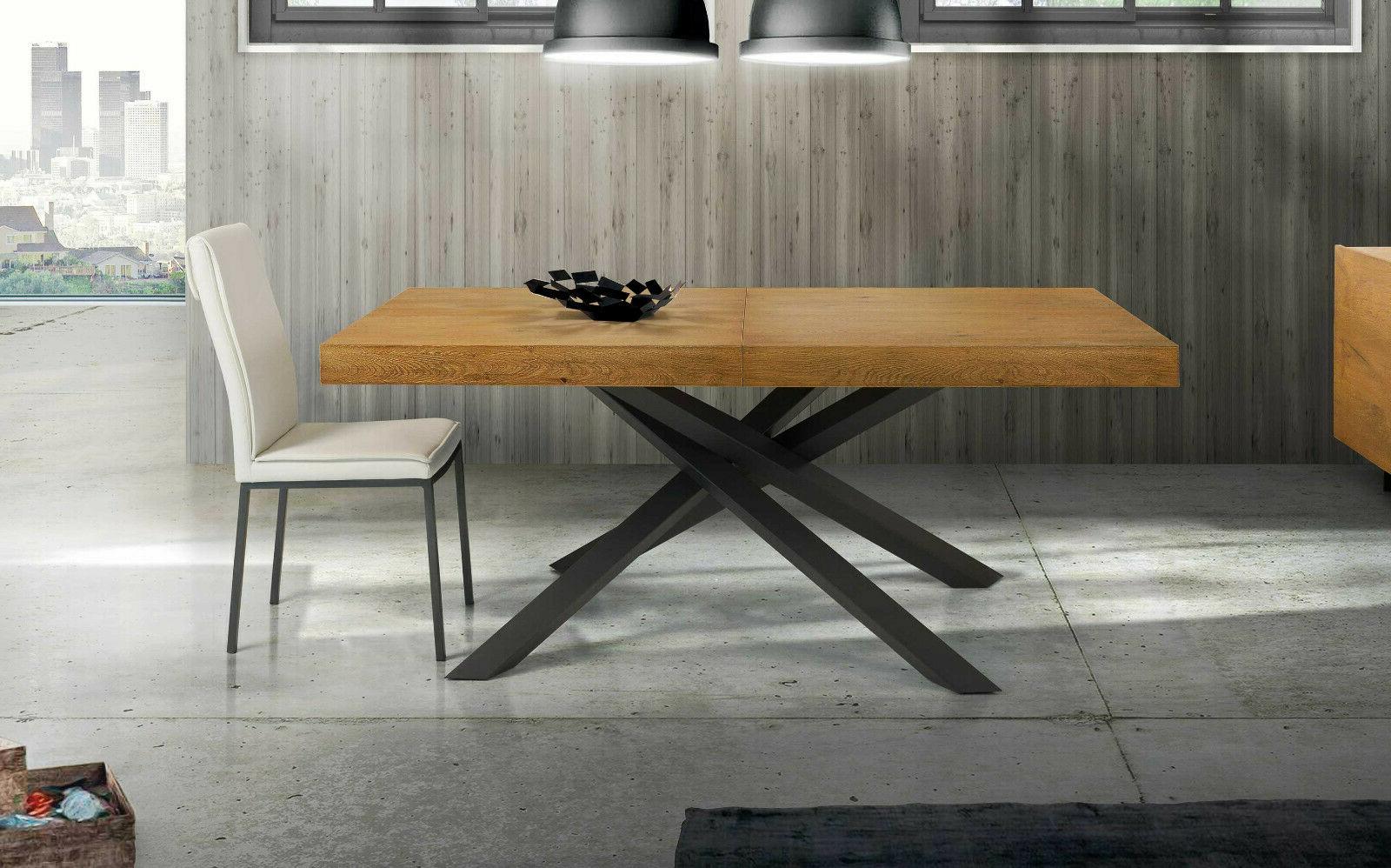 tavolo impiallaciato rovere nodato con 2 allunghe