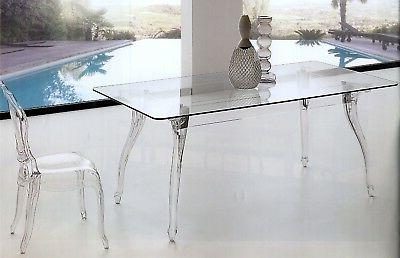tavolo in cristallo fisso 90x180 extratrasparente gambe