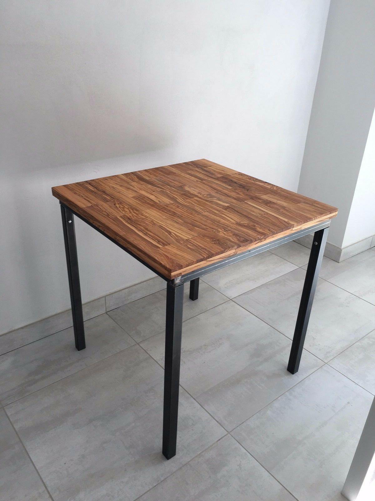 tavolo in ferro legno di ulivo 80x80