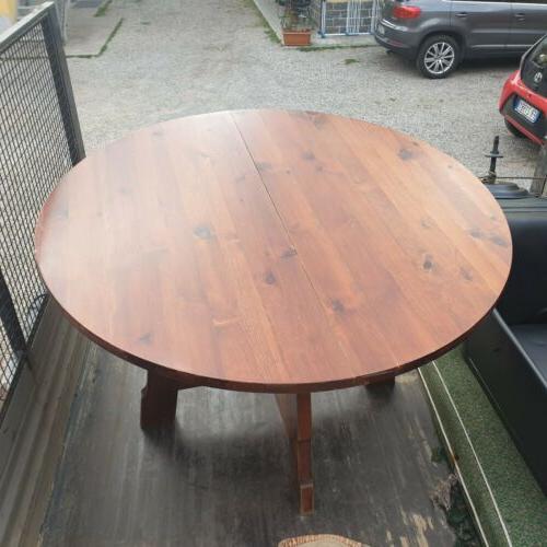 tavolo in legno massiccio tondo con 6