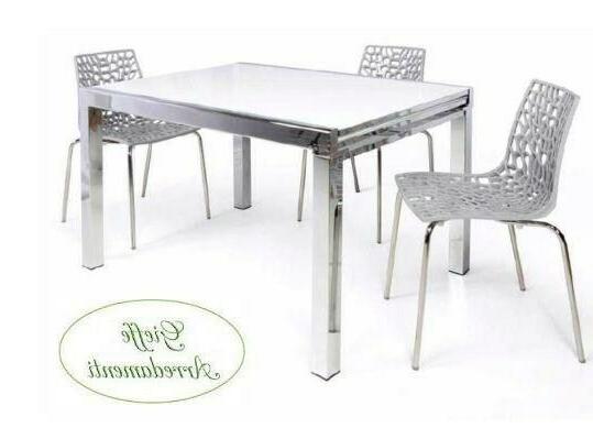 tavolo liberty quadrato all cromo lucido vetro