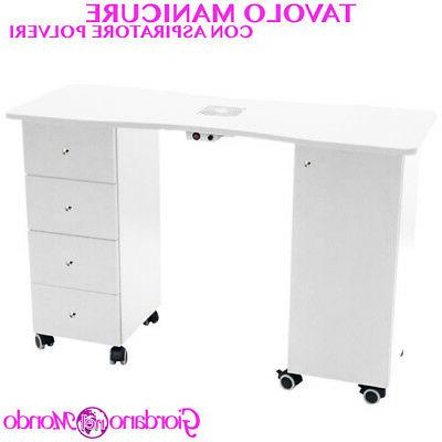 tavolo manicure con aspiratore polveri 4 cassetti