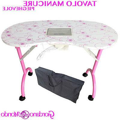 tavolo manicure pieghevole con aspiratore polveri e