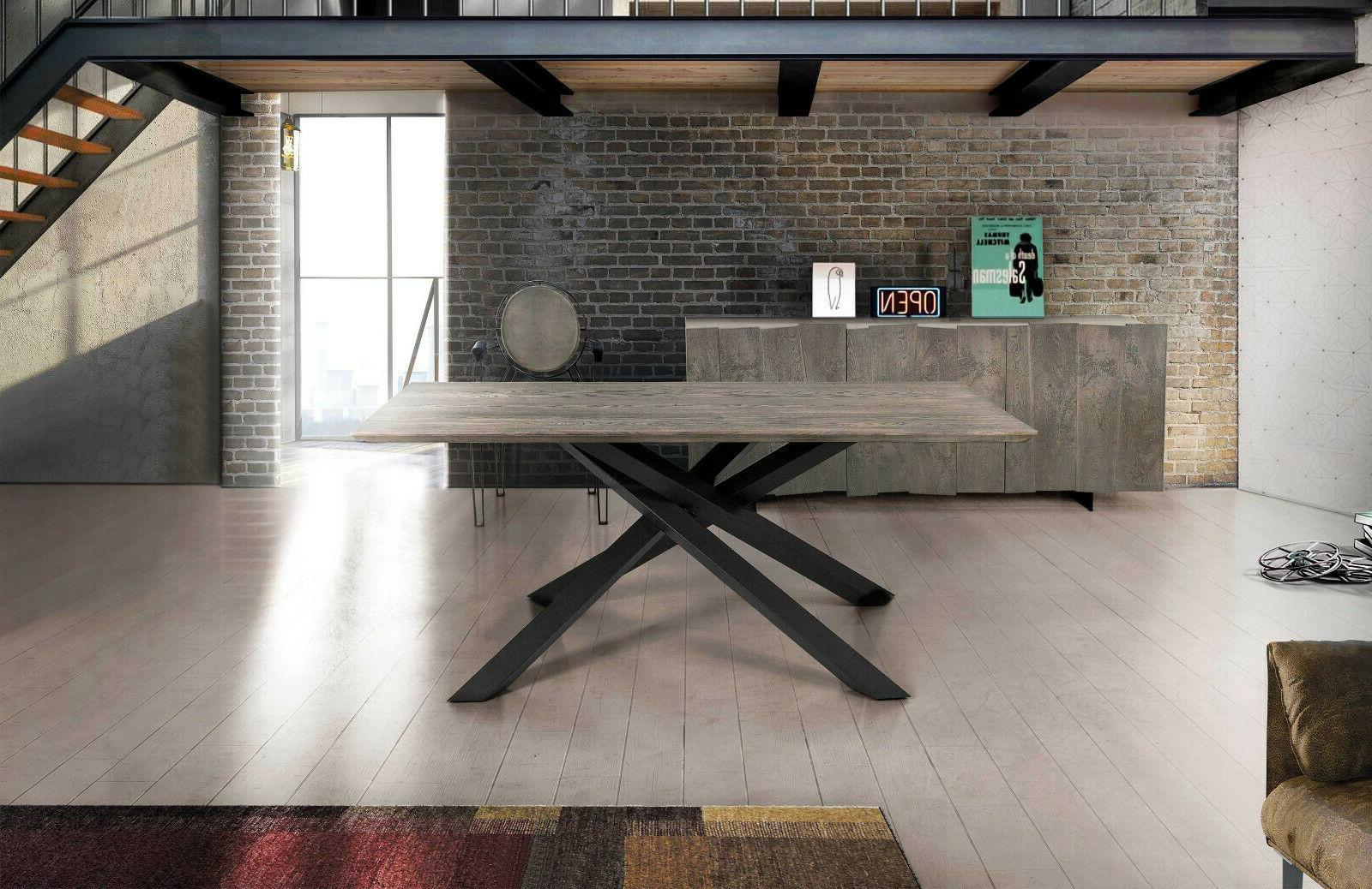 tavolo massello rovere nodato beton