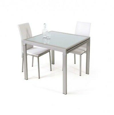 tavolo metallo e vetro quadrato a libro