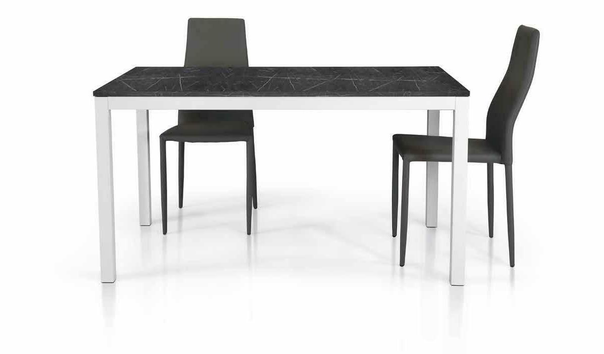 tavolo mettallo bianco finto marmo nero