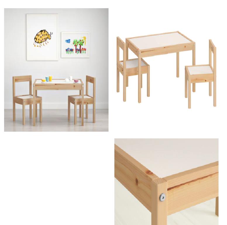 tavolo per bambini con 2 sedie legno