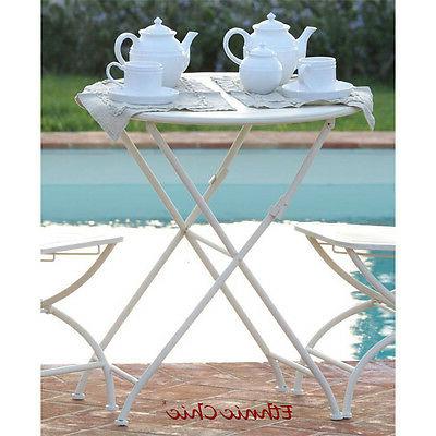 tavolo provenzale da giardino ferro bianco shabby