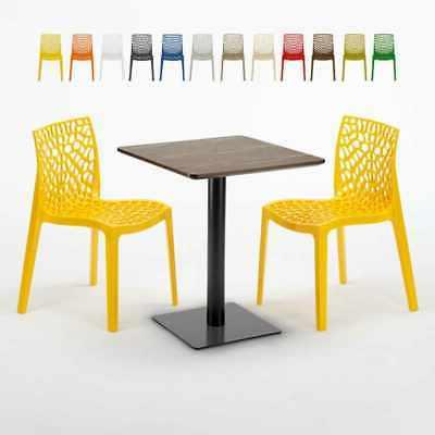 tavolo quadrato 60x60 cm base nera e