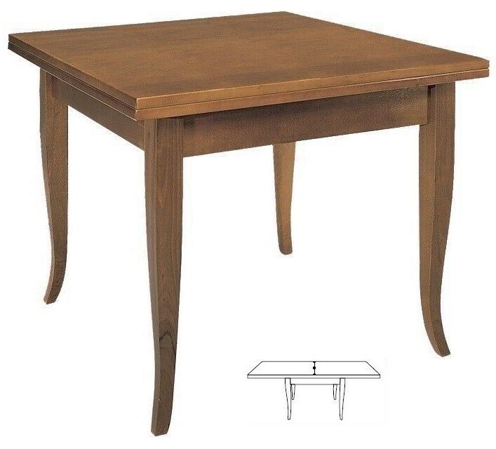 tavolo quadrato a libro in legno da