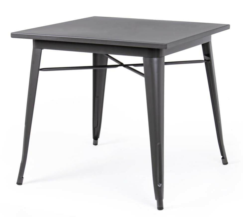 tavolo quadrato antracite in acciaio laminato stile