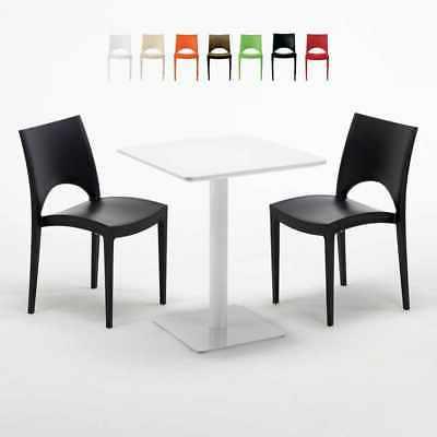 tavolo quadrato bianco 60x60 cm e 2