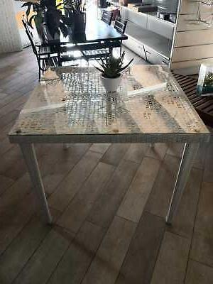 tavolo quadrato bianco con vetro 90cm