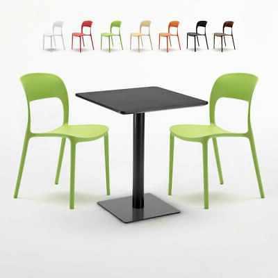 tavolo quadrato nero 60x60 cm con 2