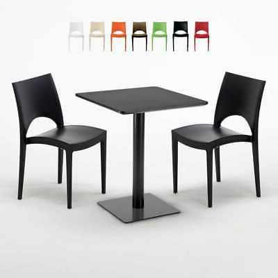 tavolo quadrato nero 60x60 cm e 2