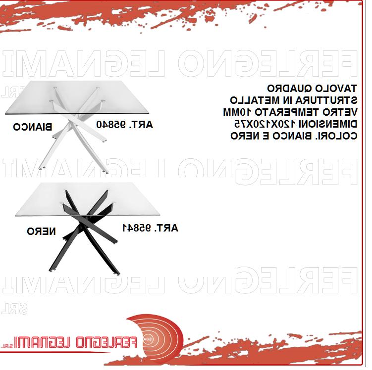 tavolo quadro struttura in metallo vetro temperato