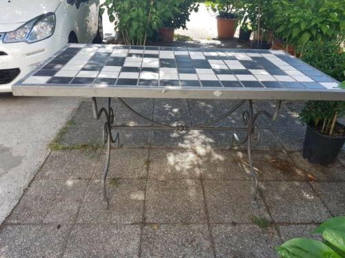 tavolo rettangolare in ferro battuto pieno