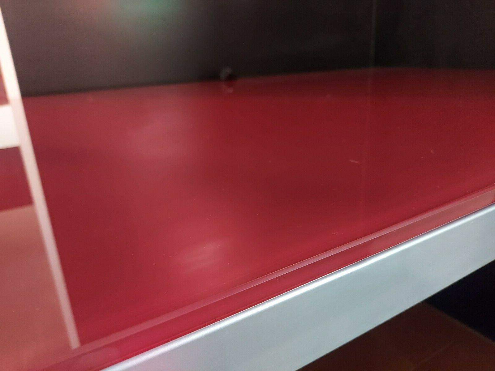 tavolo rosso vetro acciaio 120x80