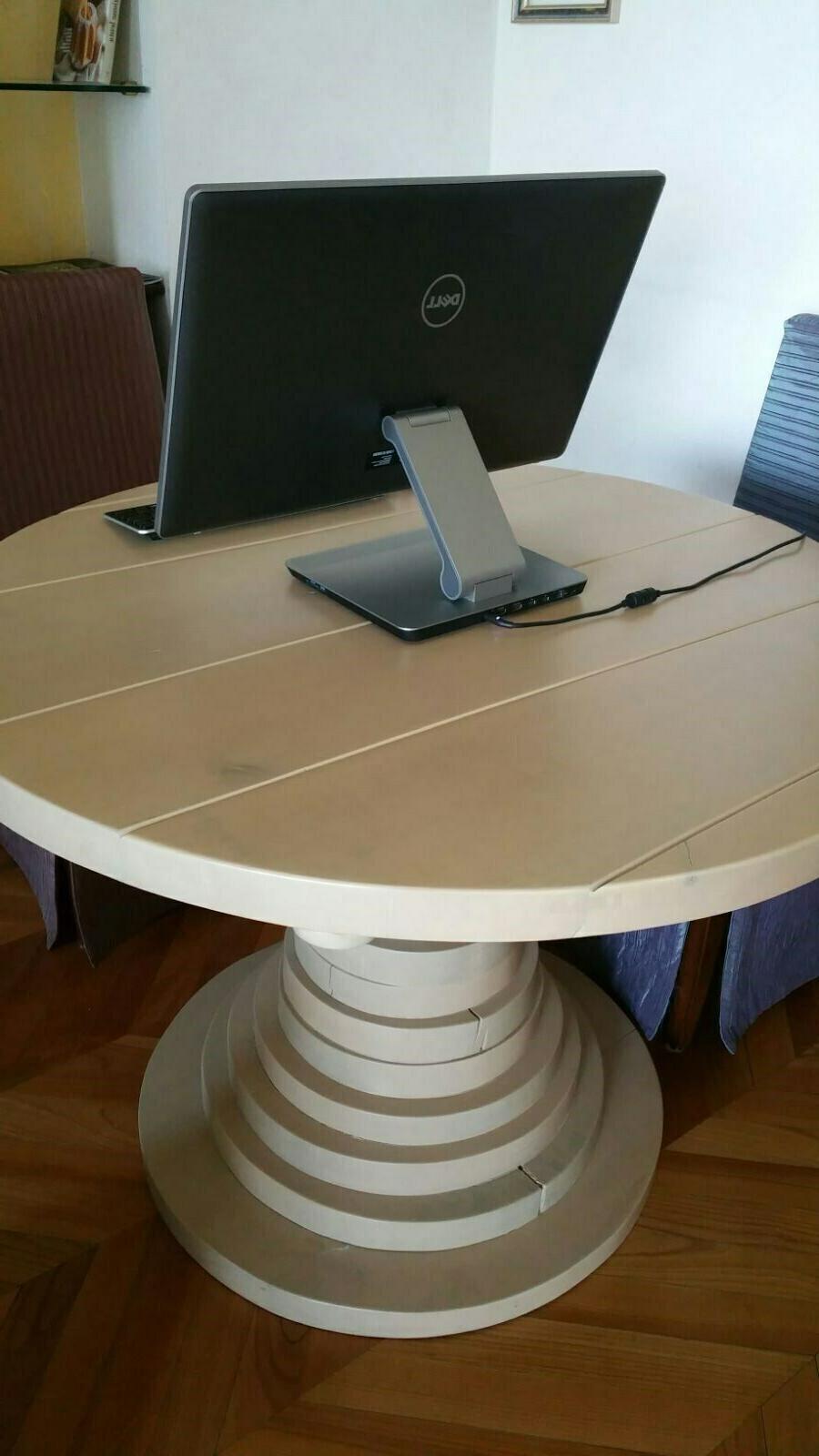 tavolo rotondo con allungo in legno massello