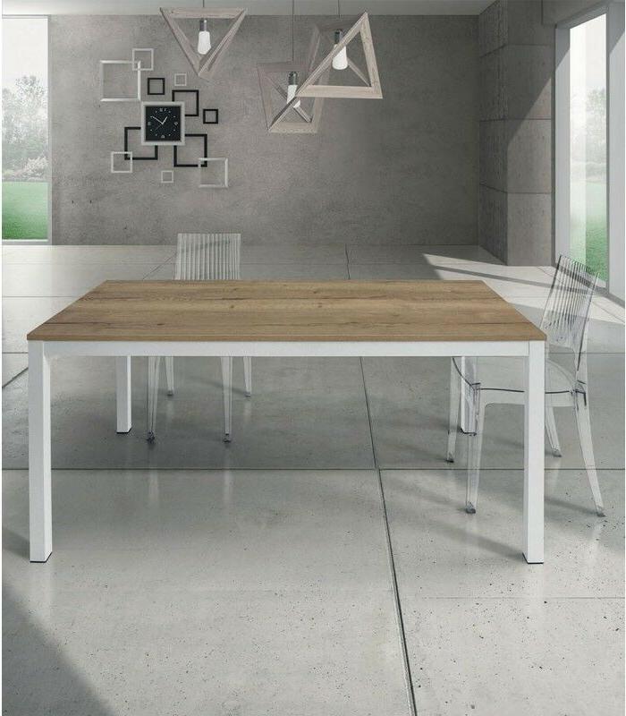 tavolo rovere bianco bicolore cm 140