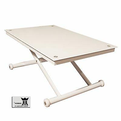 tavolo saliscendi vetro tavolino salotto bianco extra