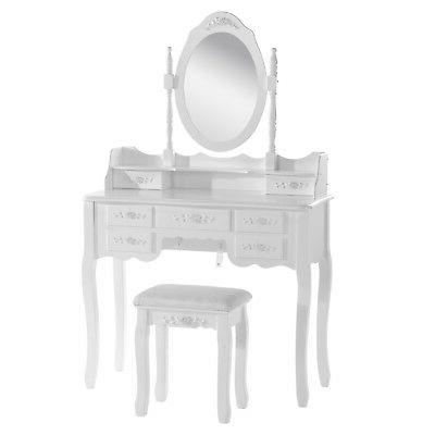 tavolo toeletta con sgabello specchio trucco cassetti