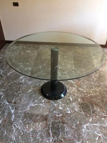tavolo tondo cristallo con base marmo