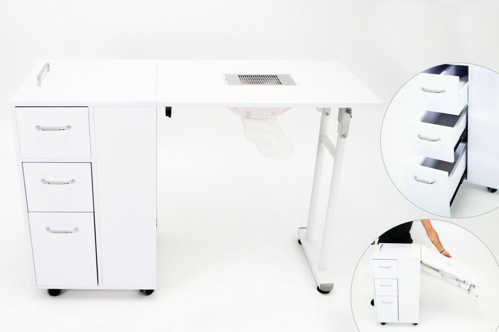 tavolo unghie manicure 3 cassetti pieghevole salvaspaizo