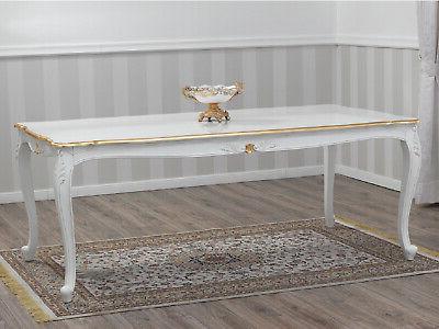 tavolo veronique stile barocco decape rettangolare avorio