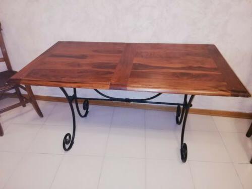 tavolo vintage legno con piedi in ferro