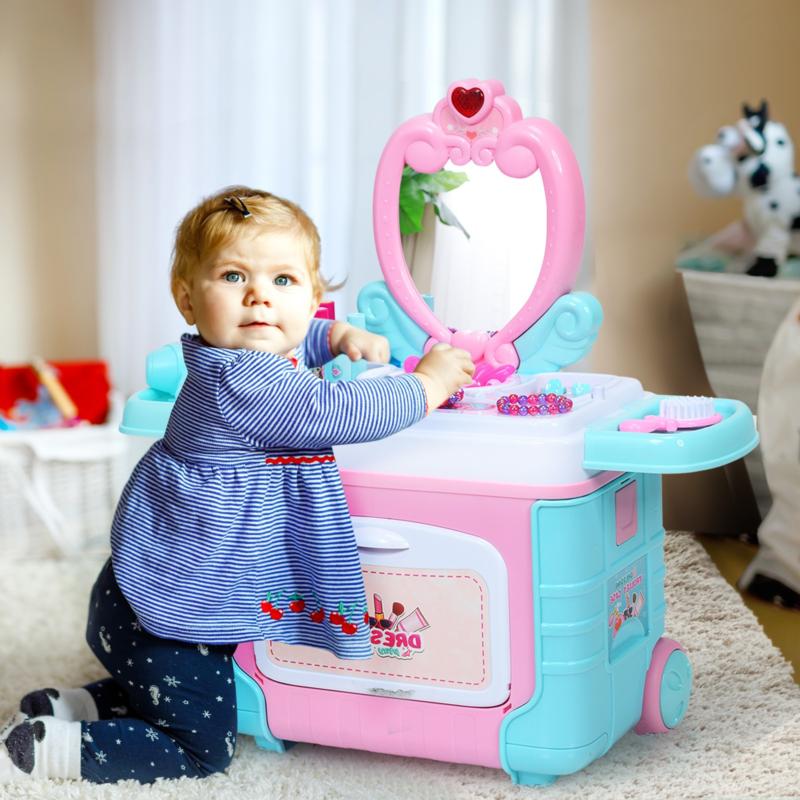 valigia portatile e tavolo per truccarsi set