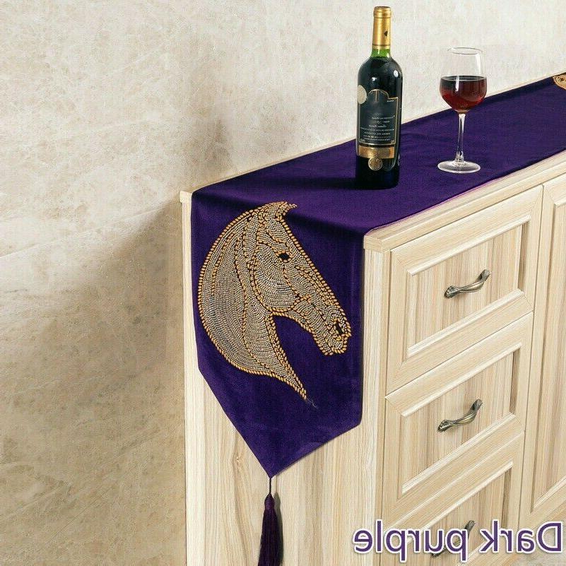 velluto tavolo runner bed brillantini nappine cavallo