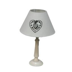 Base Legno Bianca Paralume Cuore Grigio Shabby Chic Abat Jou