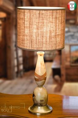 Classica In Legno Noce E Okoum&egrave; Tornito Lume Con Paralume.