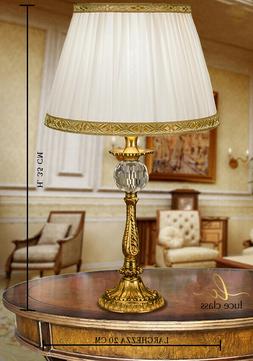 Comodino Classica In Cristallo E Ottone Con Paralume Pliss&eacute;