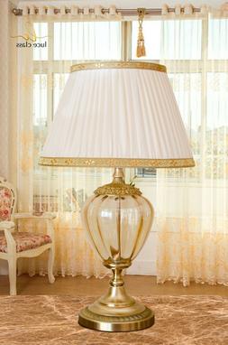 Da Comodino Classica Vetro Murano Ambra E Ottone Con Paralum