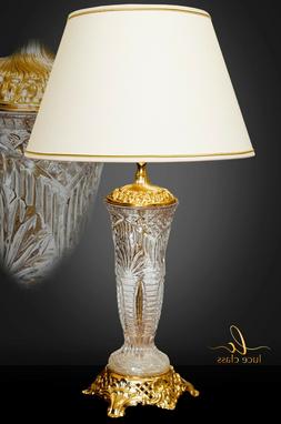 Elegante Da Salotto In Cristallo E Ottone Dorato Con Paralum