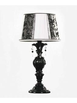 In Legno Nero Con Cristallo E Paralume Tp 188-lg1-19